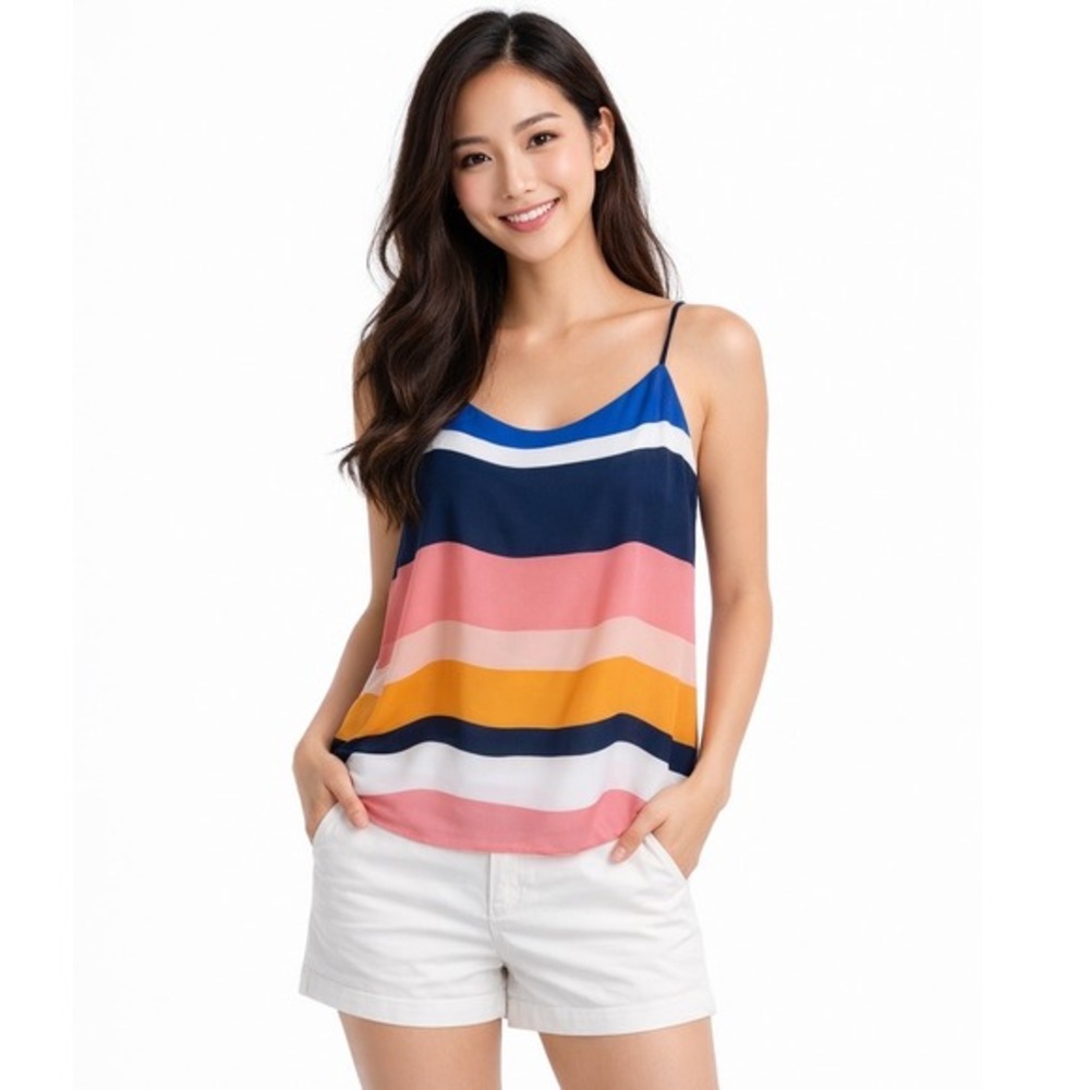 LOFT Striped Racerback Camisole Tank Top Blue Pink Orange XS Resortwear‎ 48-004